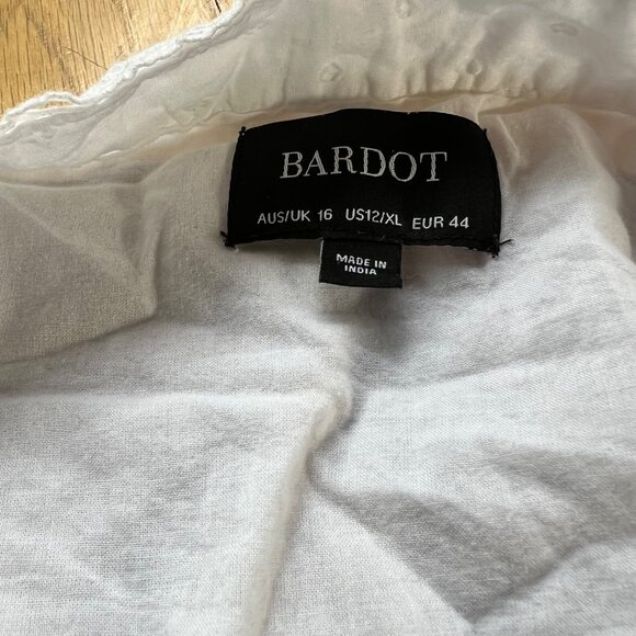 Bardot Size 12 XL White Henrietta 100% Cotton Eyelet Lace Swiss Dot Mini Dress - Picture 3 of 16